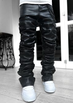 Guapi Clothing Men Stacked Pants, Stylish Jeans For Men, Guys Fashion Swag, W Pictures, Dashiki For Men, Types Of Aesthetics, Leather Pants Outfit, Pants Outfit Men