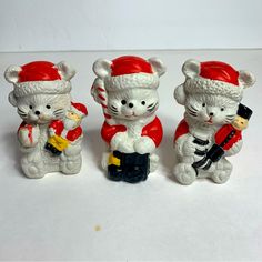 Nwt. Vintage Ceramic Teddy Bears. Three Holiday Christmas Bears In Santa Suits Holding Different Toys. No Chips Or Cracks. Please See All Photos For Condition. Vintage Christmas, Christmas Bears, Santa Suits, Christmas Bear, Source Unknown, Holiday Christmas, Teddy Bears, Vintage Ceramic, Eden