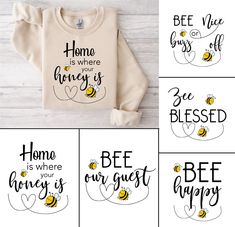 bee svg bundle with the words home is where your honeys and bees are