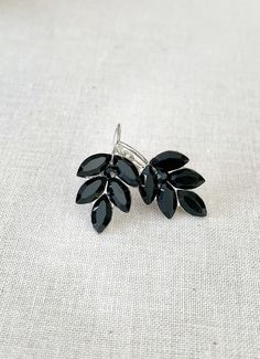 Black leaf drop earrings, jet black crystal leaf earrings, black bridal earrings, bridesmaid gift, Fall Autumn wedding, jet Black Prom Jewelry, Black Prom Earrings, Prom 2024, Princess Jewelry, Black Bridal, Prom Ideas, Fancy Earrings, Black Leaves, Prom Jewelry