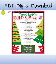 a teacher's holiday survival kit with christmas trees