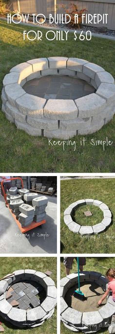 how to build a fire pit for only $ 50 with pictures and instructions on it