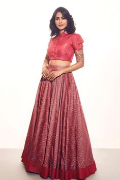 High Neck Crop Top Lehenga, Crop Top From Saree, Gagra Choli Fashion Crop Tops, Crop Top Designs For Long Skirt, Traditional Skirt And Top, Skirt And Top Indian, Floral Print Lehenga, Long Skirt Top Designs, Punit Balana