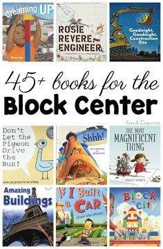 books for the block center with text overlay