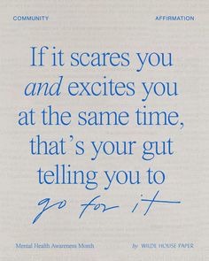 Affirmation
Positive Quotes
Inspirational Quotes
Daily Affirmations It’s Time To Start Dreaming Again, If It Scares You And Excites You, Get Excited Quotes, If It Excites You And Scares Quote, What Scares You The Most, Go With Your Gut Quotes, Excitement Aesthetic, Getting Butterflies, Dreams Affirmations