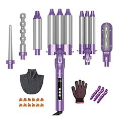 Lyealion 6 in 1 Hair Wavers Curling Iron Set, 3 Barrel Curling Iron with 1.0/1.26 inch Barrel Hair Crimper,Curling Brush and 3 Interchangeable Ceramic Curling Wand Created Natural Wave Hair for Women Crimper Iron, Natural Wave Hair, 3 Barrel Curling Iron, Wand Curler, Wand Curling Iron, Crimping Iron, Hair Curling Iron, Natural Waves Hair, Curling Wand Set