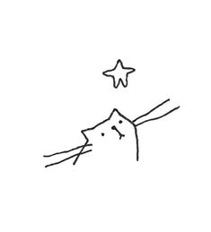 a drawing of a cat reaching for a star