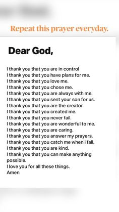 a prayer for dear god with the words dear god written on it