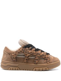 barley brown calf suede layered design front lace-up fastening branded heel counter oversize padded tongue logo-debossed tongue leopard-print to the side perforation detail at the toe branded leather insole French terry lining flat rubber sole Brown Lace-up Platform Sneakers For Streetwear, Brown Low-top Custom Sneakers With Textured Sole, Brown Low-top Platform Sneakers With Contrast Sole, Brown Vulcanized Sole Lace-up Platform Sneakers, Leopard Print Lace-up Sneakers For Streetwear, Balenciaga Track, Flip Flop, Brown Sneakers, Balenciaga Triple S