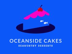 the logo for oceanside cakes seaworthy desserts, with an apple on top