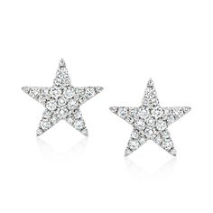 Ross-Simons - C. 1990 Vintage .76 ct. t. w. Diamond Star Earrings in 18kt White Gold. C. 1990. Look like a star, feel like a star! Our stellar Estate collection earrings sparkle with .76 ct. t. w. round brilliant-cut diamonds and offer a fabulous flavor of classic glamour. Crafted in polished 18kt white gold. Post/clutch, diamond star earrings. Exclusive, one-of-a-kind Estate Jewelry. Diamond birthstones are the perfect gift for April birthdays. Diamond Star Earrings, Classic Glamour, April Birthday, Gold C, Diamond Birthstone, Fine Jewelery, Sparkle Earrings, Diamond Star, Jewelry Diamond