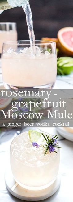 Grapefruit Recipe, Grapefruit Cocktail Recipes, Easy Cocktail Recipe, Alcoholic Treats, Grapefruit Cocktail, Moscow Mule Recipe, Rosemary Simple Syrup, Mule Recipe, Vodka Cocktails Recipes