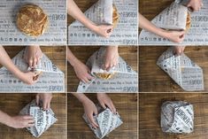 the process of making a baguette with newspaper paper