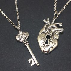 The anatomical heart necklace symbolizes your expression of deeper love toward a person more than just about anything else. It's a great and unique anniversary gift not just for couples boyfriend-girlfriend but best friends as well. If you buy 2 necklaces, please provide the chain length in the order of detail. The chain will be oxidized to match the pendants. If you do not want the chain to be oxidized, please let us know. The sun will be coated with Yellow Gold. If you want the moon to be coat Matching Jewelry For Couples, Matching Necklaces For Couples, Anatomical Heart Necklace, Couple Necklace, Unique Anniversary Gifts, Lock Necklace, Heart Key, Couple Necklaces, Necklace For Girlfriend