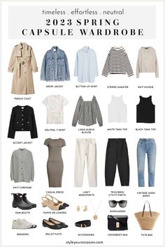 Capsule Wardrobe Checklist, Capsule Wardrobe Women, Classic Capsule Wardrobe, Spring Capsule