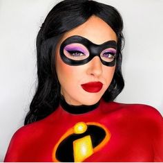 Makeup Looks Inspired By Disney, Elastigirl Makeup, Makeup Looks Characters, Movie Characters Cosplay, Mrs Incredible Makeup, Disney Make Up Looks, Disney Characters Makeup, Disney Character Makeup Looks, Cartoon Makeup Looks