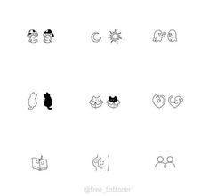 some black and white icons on a white background