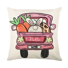 44232329822371 Spring Rabbit, Fun Throw Pillows, Easter Pillows, Floral Cushion Covers, Sofa Cushion Cover, Easter Bunny Eggs, Floral Cushions, Easter Bunny Rabbit, Sofa Cushion Covers