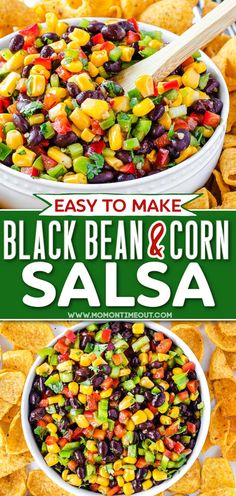 black bean and corn salsa with tortilla chips