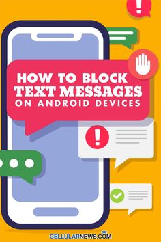 the text how to block text messages on android devices is shown above an image of speech bubbles