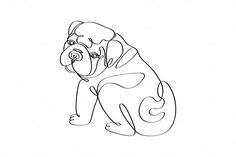 a drawing of a dog sitting down