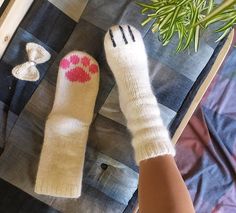 "Hand-knitted socks \"Cat's paw\" 🐾 are made of high-quality and natural yarn: angora, mohair, alpaca, a little polyamide for strength.  These socks are fluffy and soft.  You can wear them anywhere;) The cat paw socks are completely handmade! At home in slippers when you do household chores, or in boots when you go for a walk 🐾 Put these paws in bed, and your feet will be warm and cozy under the covers.  Only good dreams will be dreamed in these socks.  The cat paw socks 🐾 are cute and funny.  When your friends see them, they will be pleasantly surprised.  These socks are awesome.  You will receive many compliments!  Socks-paws come to you in a beautiful package, so they can be a great gift for family and friends.  The cat's paw socks can be of any color.  Choose your favorite color and Advent Socks Knitting, Crochet Cat Socks, Cat Socks Knitting Pattern, Crochet Cat Slippers, Crochet Funny Socks, Cute Crochet Socks, Cat Paw Socks, Crocheted Socks, Knitting Cat