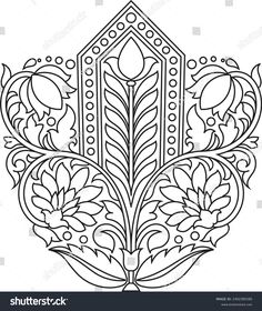 an intricately designed coloring book page with flowers and leaves