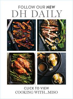 the cover of follow our new dhd daily with pictures of different foods and dishes