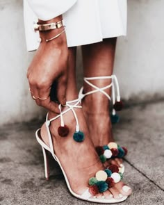 Aquazurra Heels, Pom Pom Heels