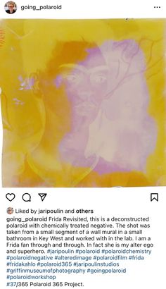 an instagram page with a yellow and pink painting