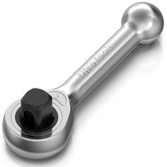 a close up of a metal object with a black knob on the top and bottom