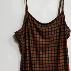 Plaid Dress, Size L, Never Worn With Tags Perfect For Fall And Layering Casual Brown Midi Dress With Spaghetti Straps, H&m Casual Mini Dress For Fall, Brown Plaid Dress, Fall Plaid V-neck Dress, Plaid V-neck Winter Dress, Plaid Dress Fall, Fall Plaid Button-up Dress, Green Fitted Dress, Brown Plaid Mini Dress