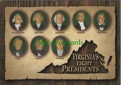 America Postcard - Virginia's Eight Presidents   SW11977 Picture Postcards, Postcard Size, American History, Assessment, Bend, Make Your Own, Virginia, Envelope, Make Your