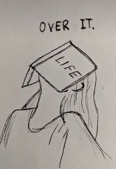 a drawing of a person wearing a graduation cap with the words over it above their head