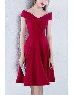 Shop now! Burgundy Hoco Dress, Burgundy Hoco Dresses, Tea Length Homecoming Dresses, Burgundy Party Dress, Color Uva, Knee Length Cocktail Dress, Sleeved Wedding, Satin Homecoming Dress, Hoco Dress