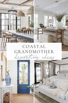 a collage of photos with the words coastal grandmother decorating ideas