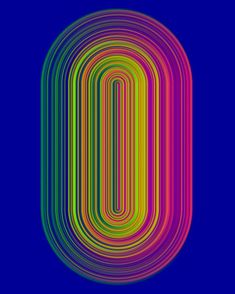 the letter u is made up of multicolored lines on a blue background,