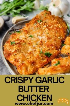 crispy garlic butter chicken on a plate