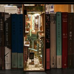 Wooden Book Nook Shelf Insert Kits, Miniature, Building Dollhouse, Alley Bookends, Toys Gifts, Home Decoration Nook Inspiration, Book Nook Shelf Insert, Book Nook Shelf, Wooden Bookshelf