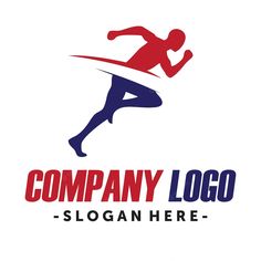 a man running with the words company logo