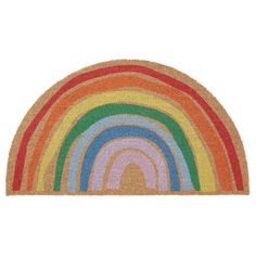 a door mat with a rainbow design on the front and bottom, in multi - colored colors