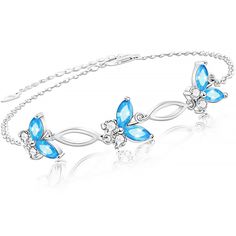 PRICES MAY VARY. ✦DESIGN✦This butterfly bracelet is delicately crafted with intricate butterfly charms,showcasing unique design,it can be worn on various occasions,whether it's a casual day out or a formal event. ✦MATERIAI✦Made with 925 sterling silver and high quality cubic zirconia,making it a valuable and timeless jewelry piece for women who appreciate quality craftsmanship. ✦Adjustable Fit✦Bracelet chain length:6.3 inches +1.97 inches,this sterling silver butterfly bracelet features an adjus Fitness Bracelet, Butterfly Bracelet, Butterfly Charm, Timeless Jewelry, Birthstone Jewelry, Link Bracelets, Chain Lengths, Sterling Silver Bracelets, Ideal Gift