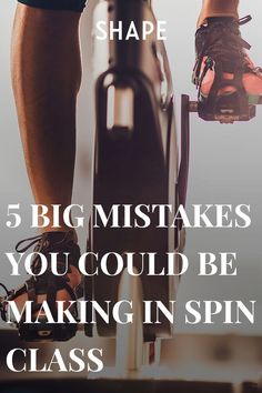 a person walking on a treadmill with text overlay that reads, 5 big mistakes you could be making in spin class