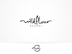 a logo for a bakery called wild flour, with the word's name written in cursive font