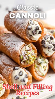 the cover of classic cannoli shell and filling recipes