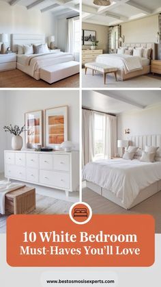 Bedroom White Furniture, White Upholstered Bed, White Platform Bed, Modern White Bedroom, White Wall Bedroom, White Bed Frame, White Bedroom Furniture, Bedroom Decor Cozy