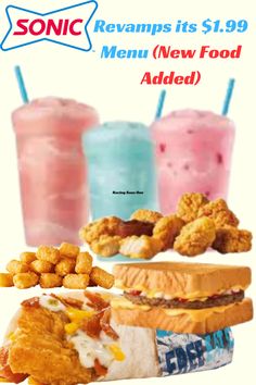 Sonic $1.99 menu Sonic Menu, Grilled Cheese Burger, Double Cheeseburger, Cheese Burger, All Day Everyday, Menu Items, Grilled Cheese, Drive In