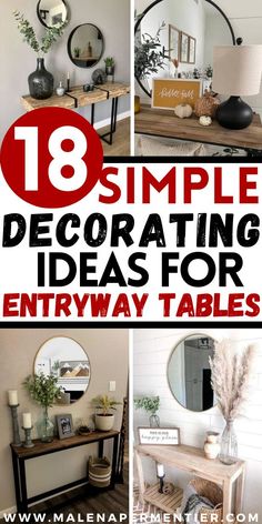 decorating ideas for entryway How To Decorate Entryway Table, Entry Table With Mirror, Ideas For Entryway, Small Hallway Table, Entry Table Decor Ideas, Mirrored Table Decor