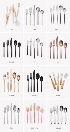 the different types of spoons and forks are shown in this chart, with each one being