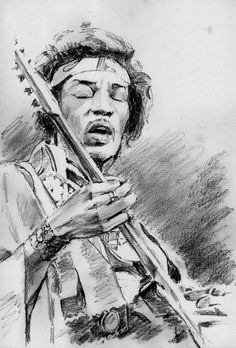 a drawing of a man holding a guitar